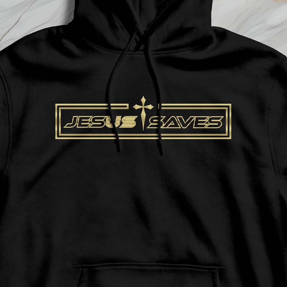 Men’s Hoodie Jesus Saves Us Christian Faith Bible Verse Sweatshirt - Picture 2 of 3